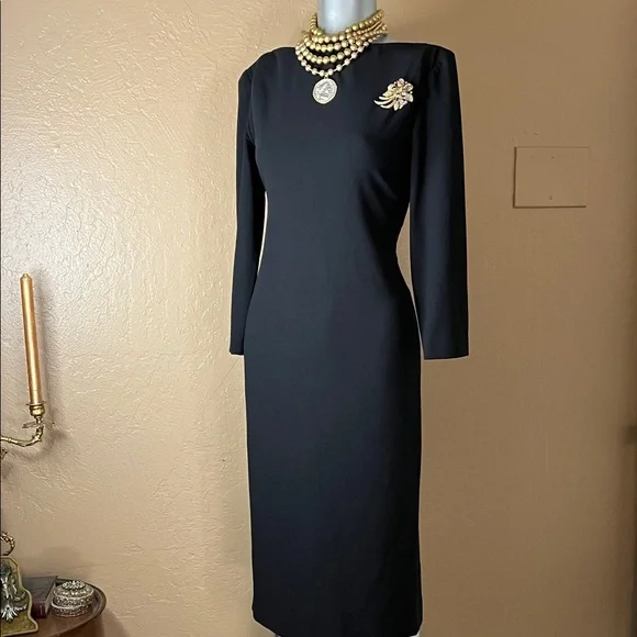 Ralph Lauren BLACK LABEL Luxury Black Dress 2 Wool Blend. - Picture 3 of 6